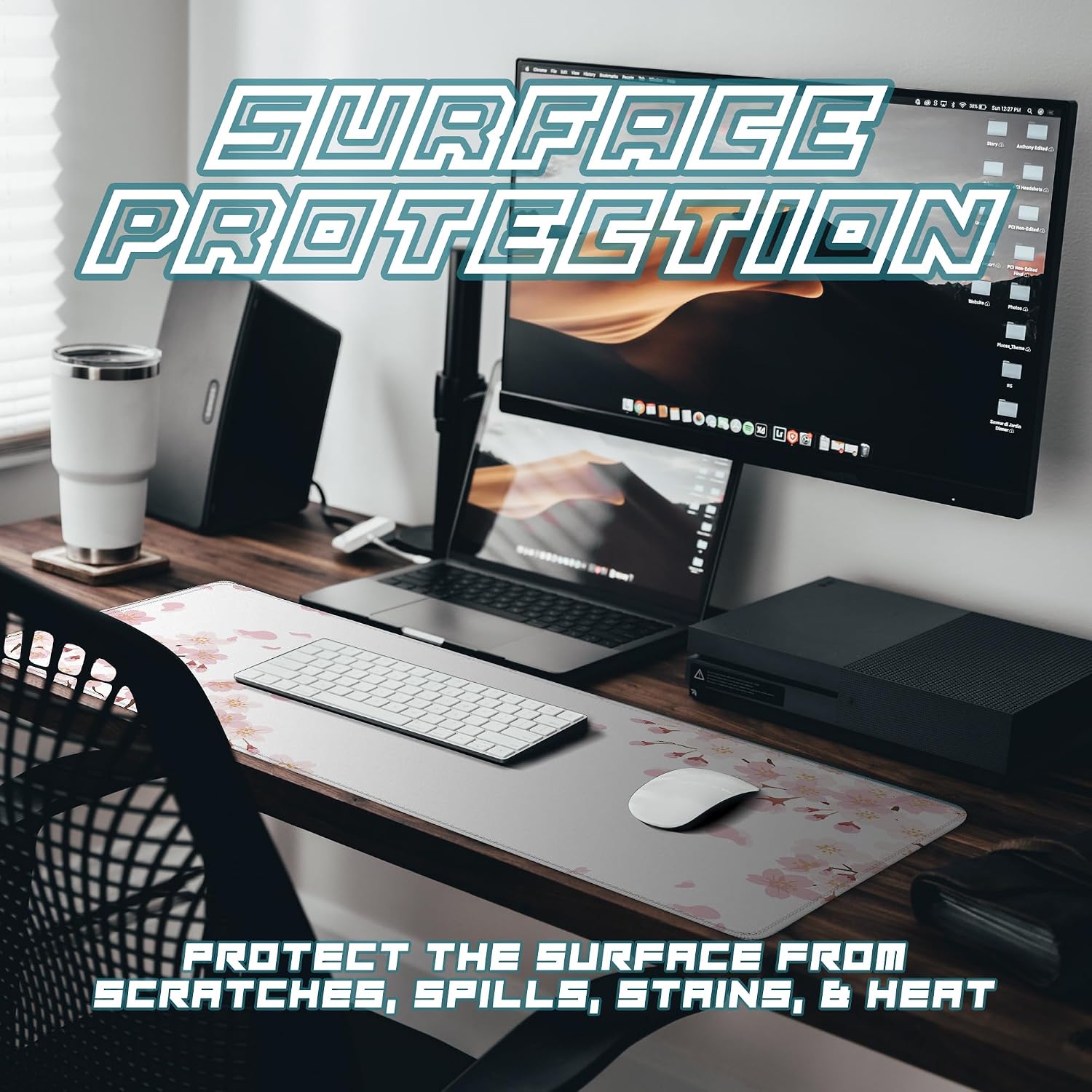 White Desk Mat Large Mouse Mat Gaming XXL 90 x 40cm, White S... - Image 6