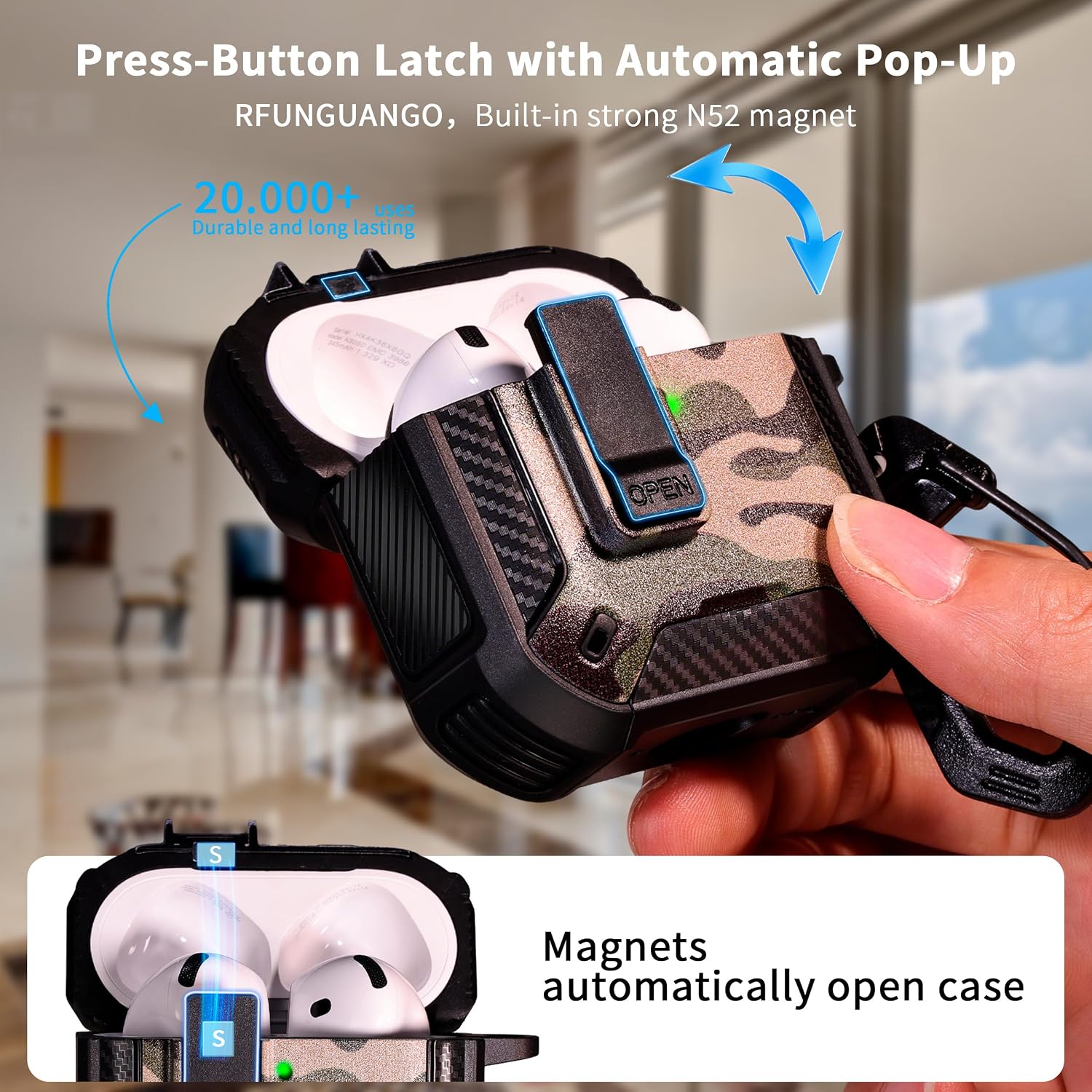 RFUNGUANGO AirPods 4 Case, MagSafe Magnetic Holder 4th Gen, ... - Image 3
