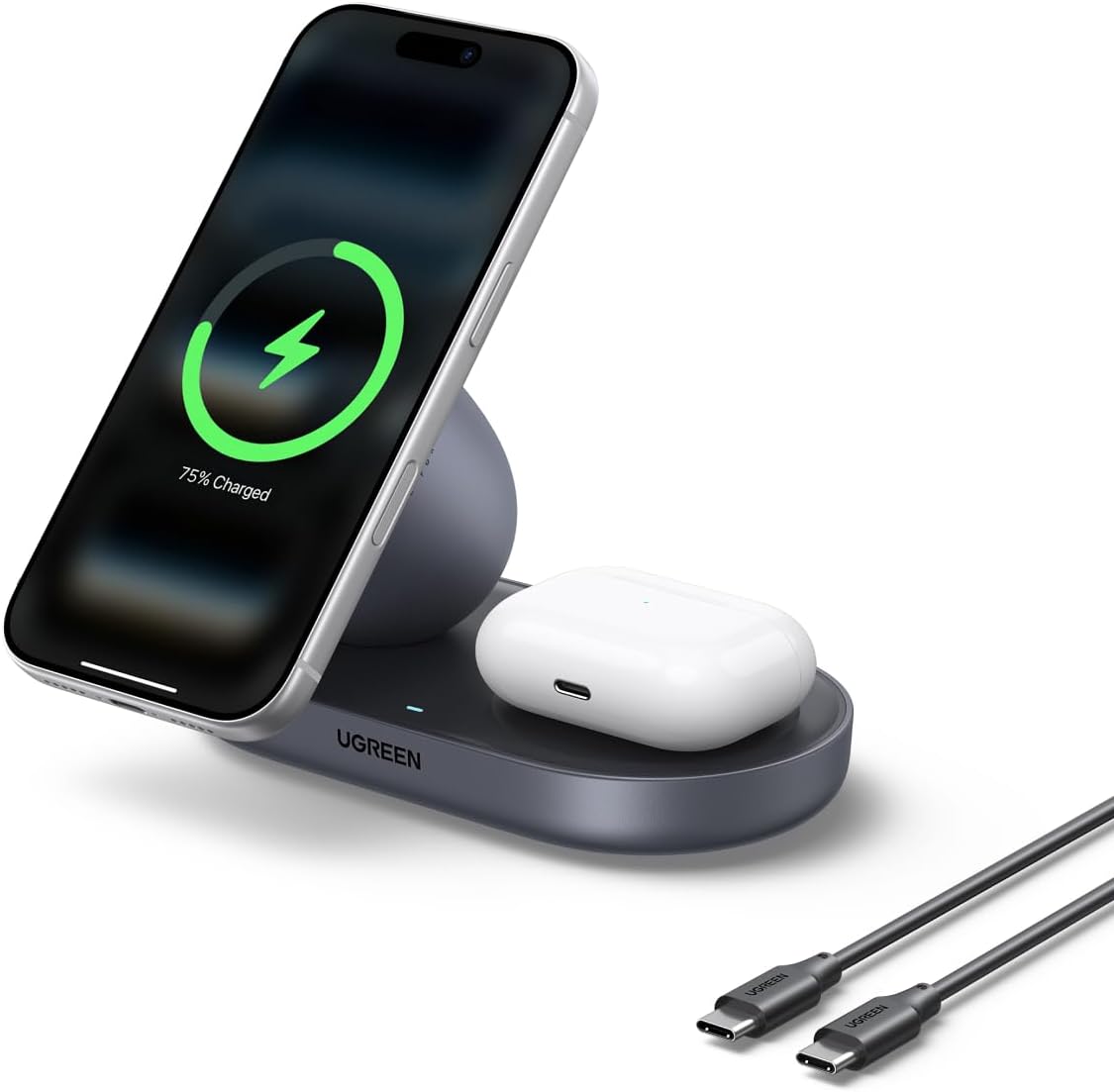 UGREEN 15W for MagSafe Charger, 2-in-1 Qi2 Fast Wireless Cha...