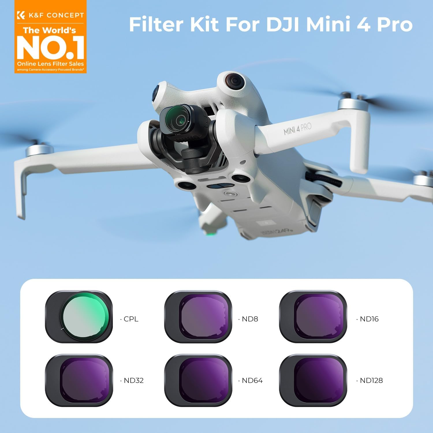 K&F Concept Filter Kit for DJI Mini 4 Pro, CPL ND8 ND16 ND32... - Image 2