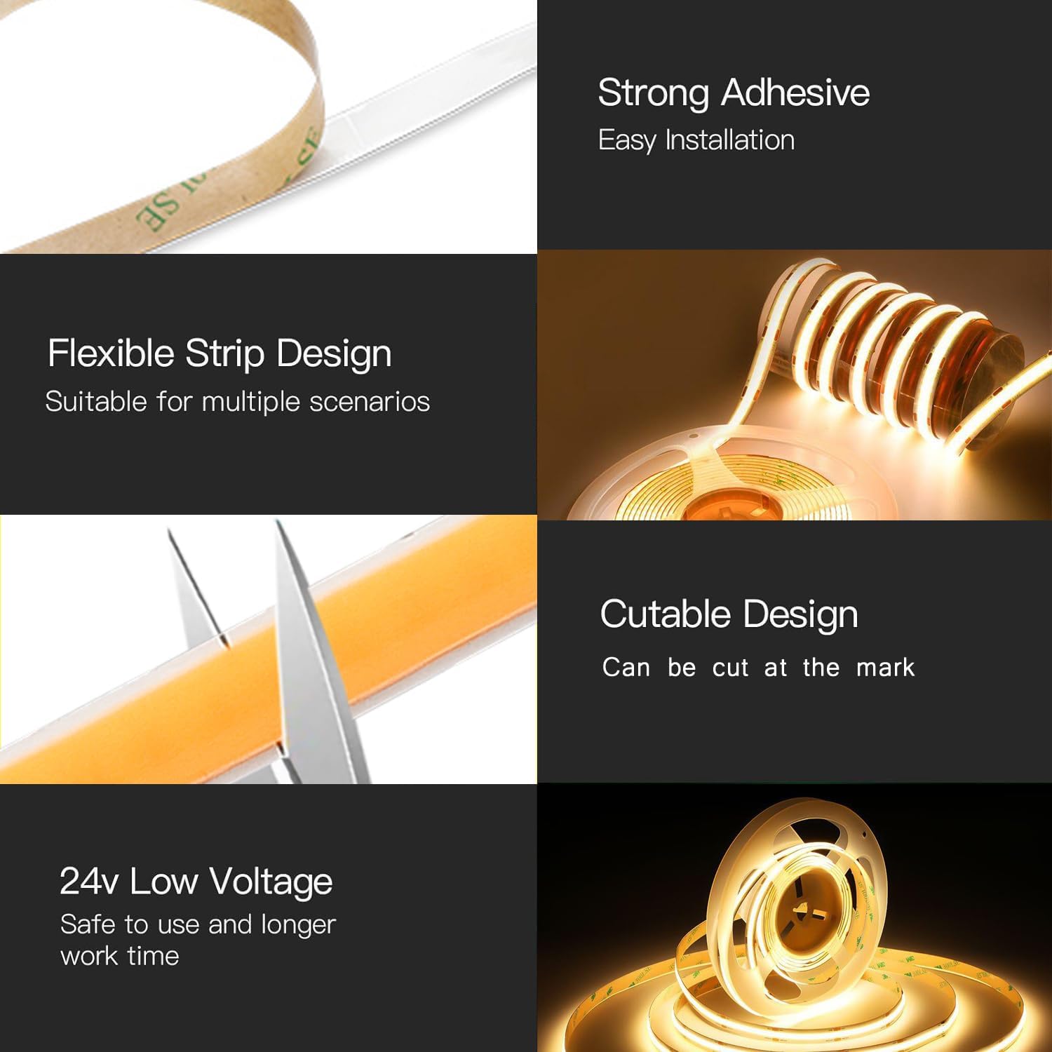 5M WiFi COB LED Strip Light Warm White,384LEDs/m Ultra Thin ... - Image 6