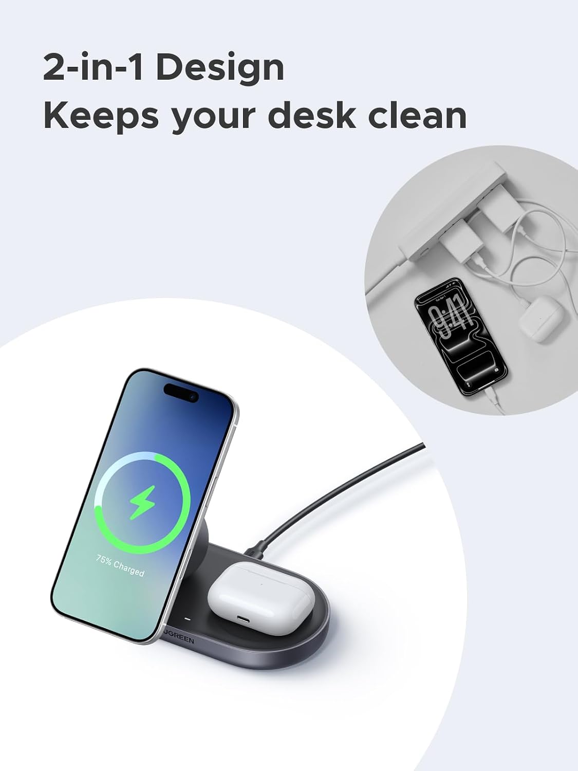 UGREEN 15W for MagSafe Charger, 2-in-1 Qi2 Fast Wireless Cha... - Image 8