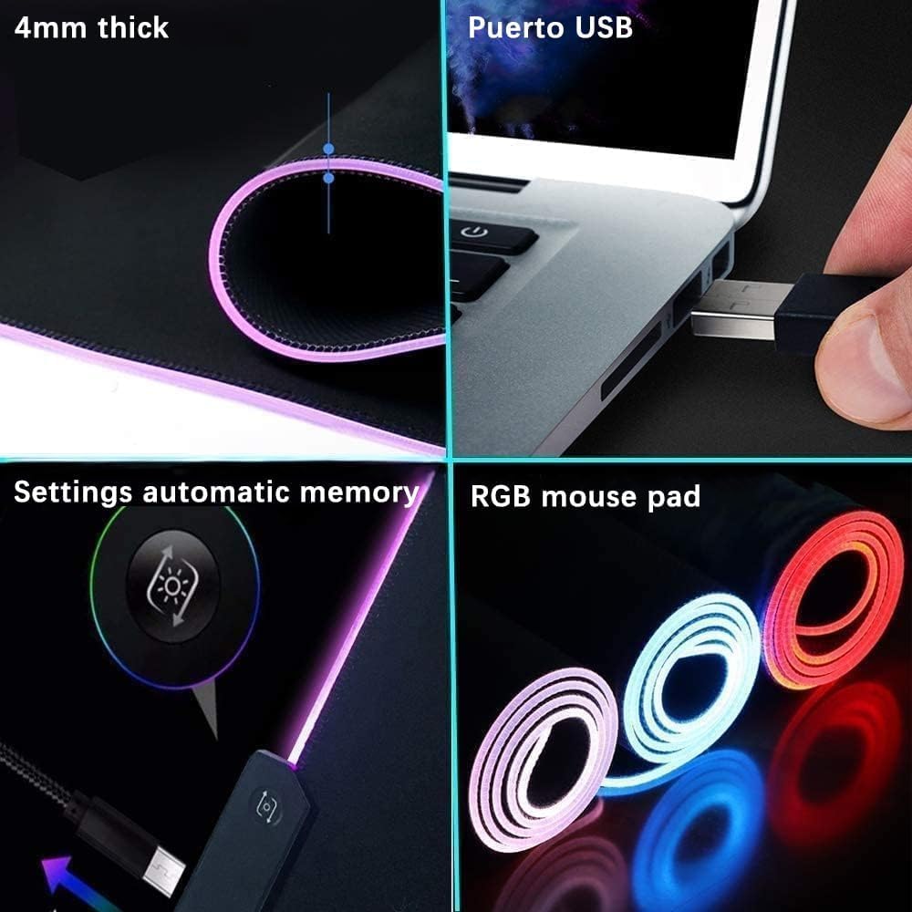 RGB Gaming Mouse Mat, 900x400 mm Large Keyboard Desk Mat - Image 5