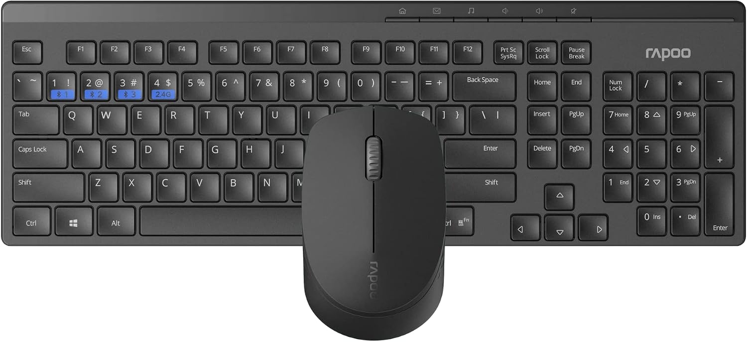 Rapoo 8100M Multi-mode Wireless Desktop Combo Set - Black (Q... - Image 5