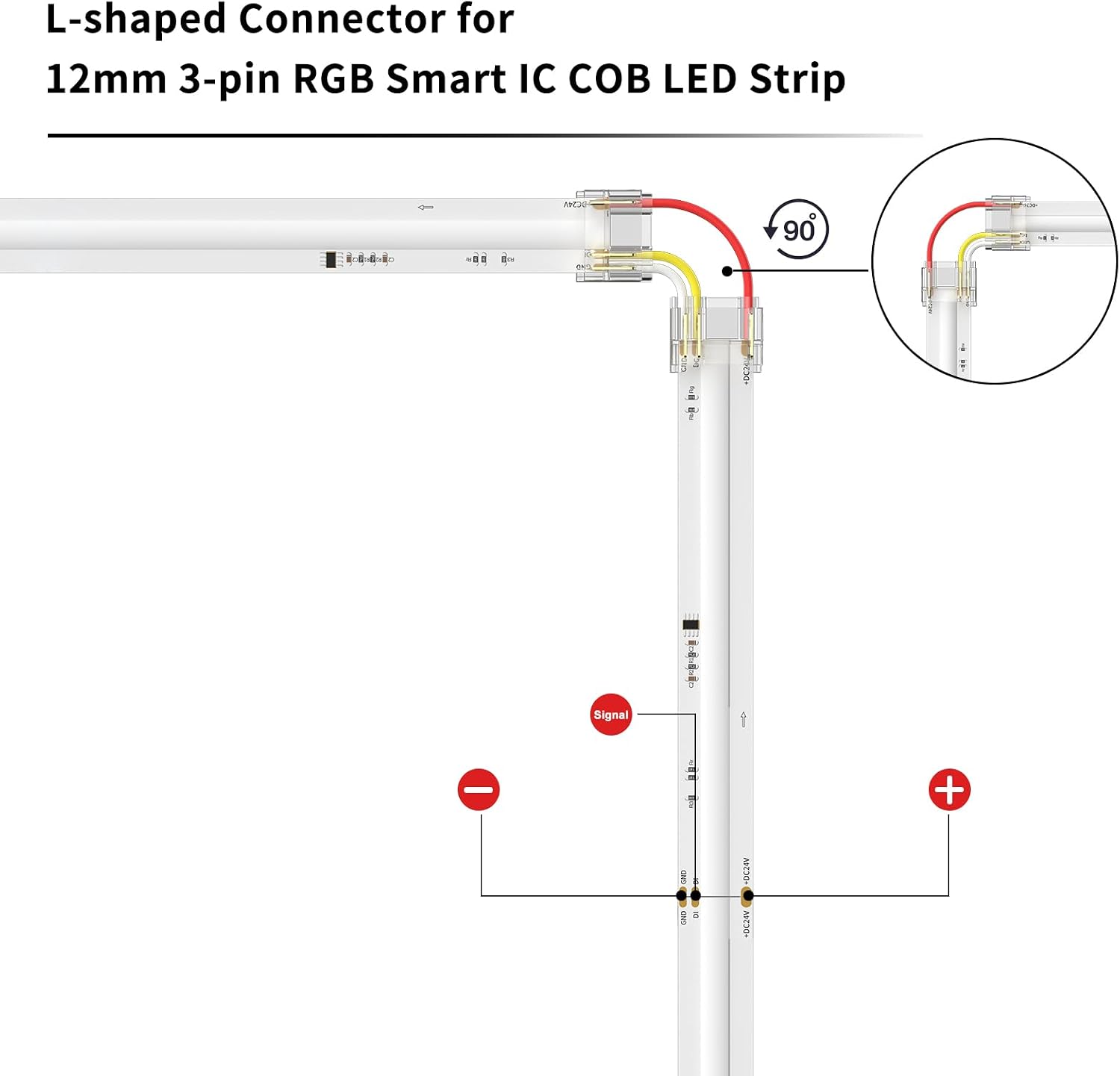 PAUTIX 12mm Connectors for 3-Pin RGB Smart IC COB LED Strip ... - Image 3