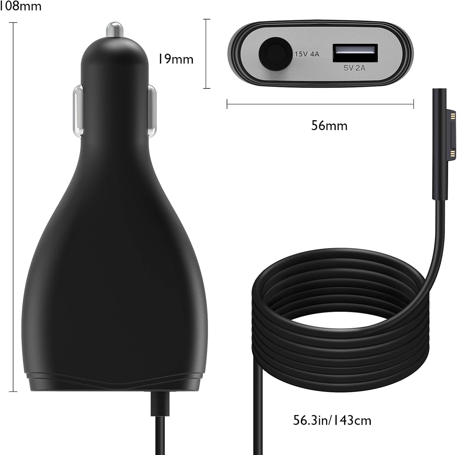 Surface Pro Surface Laptop Car Charger for Microsoft Surface... - Image 6