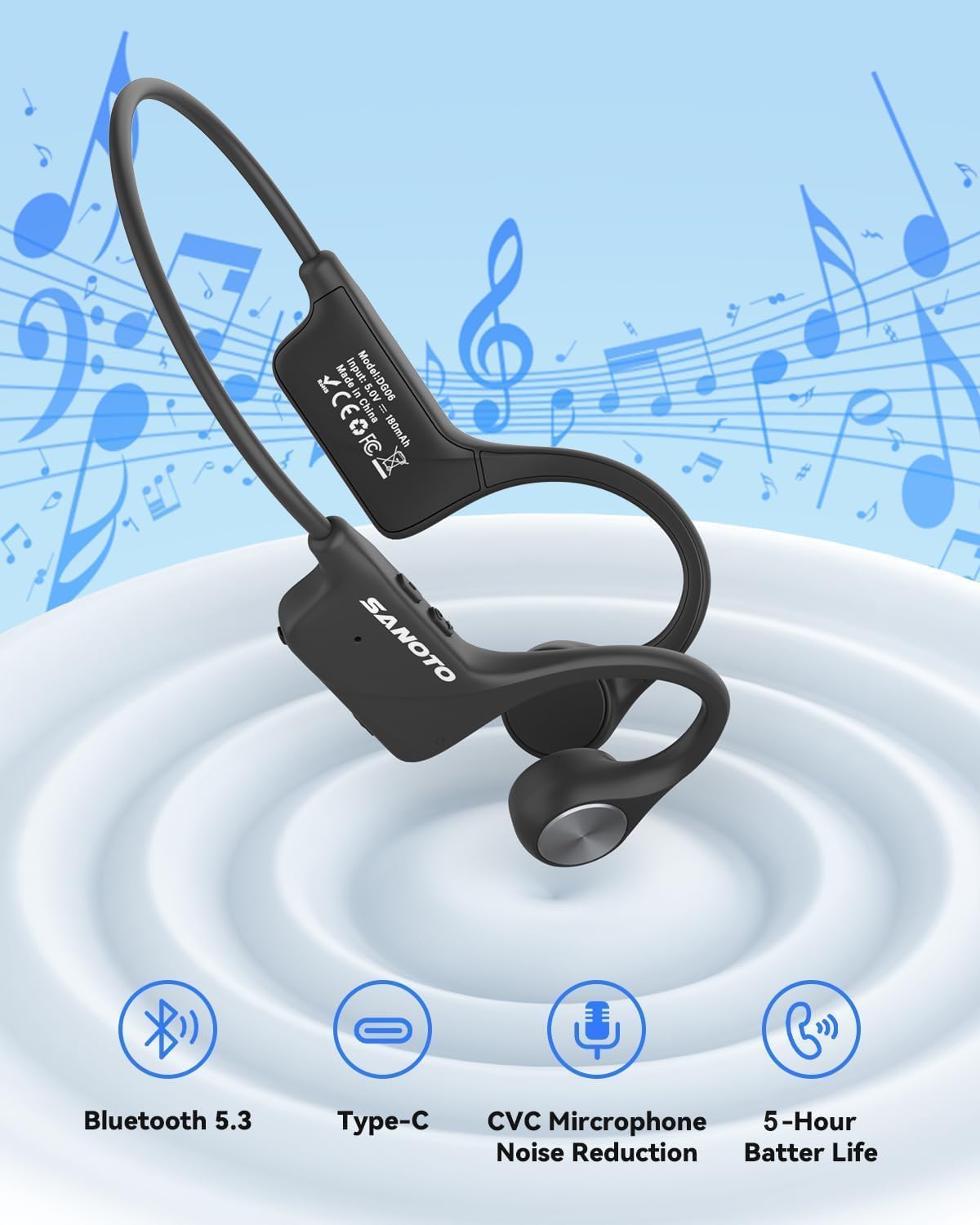 Monodeal bone conduction headphones, Bluetooth 5.3 Open Ear ... - Image 2