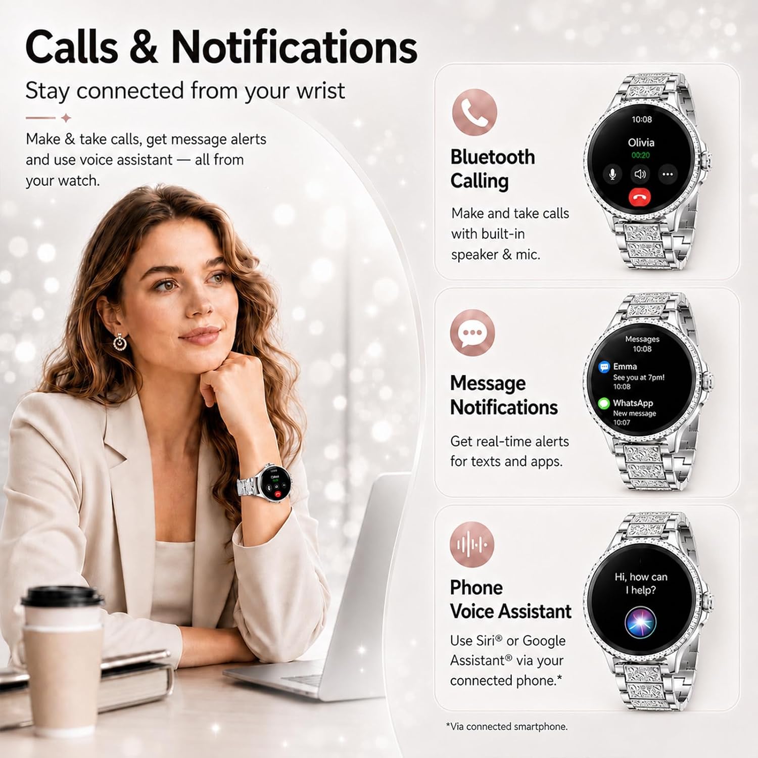 Smart Watch for Women, 1.27" HD Round Smartwatch with Make/A... - Image 4