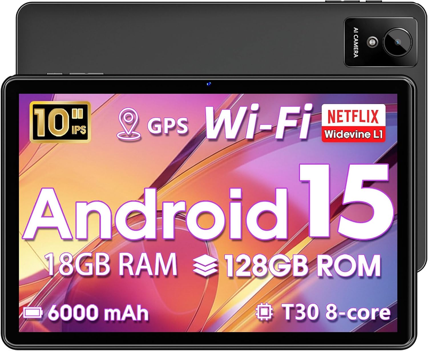 Tablet 10 inch Android 15, 18GB RAM 128 ROM, 6000mAh - Image 2