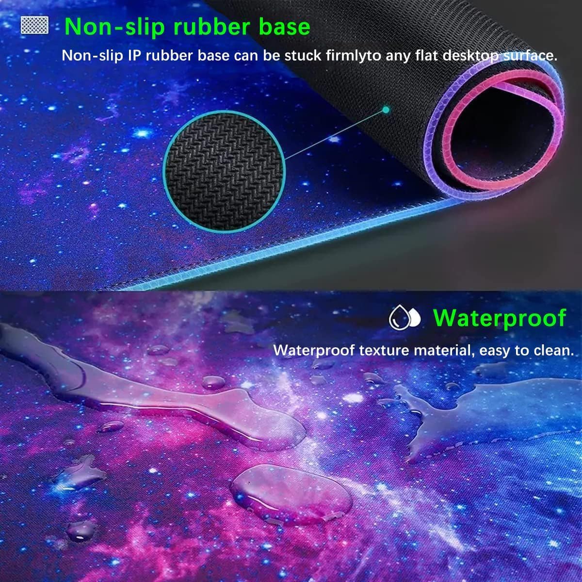 RGB Gaming Mouse Mat, 900x400 mm Large Keyboard Desk Mat - Image 7