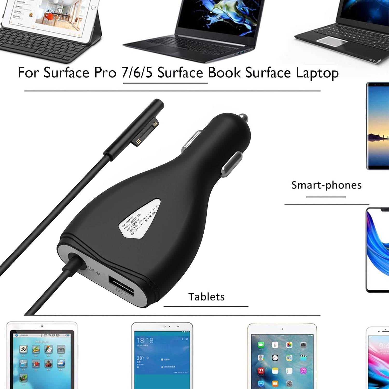 Surface Pro Surface Laptop Car Charger for Microsoft Surface... - Image 3