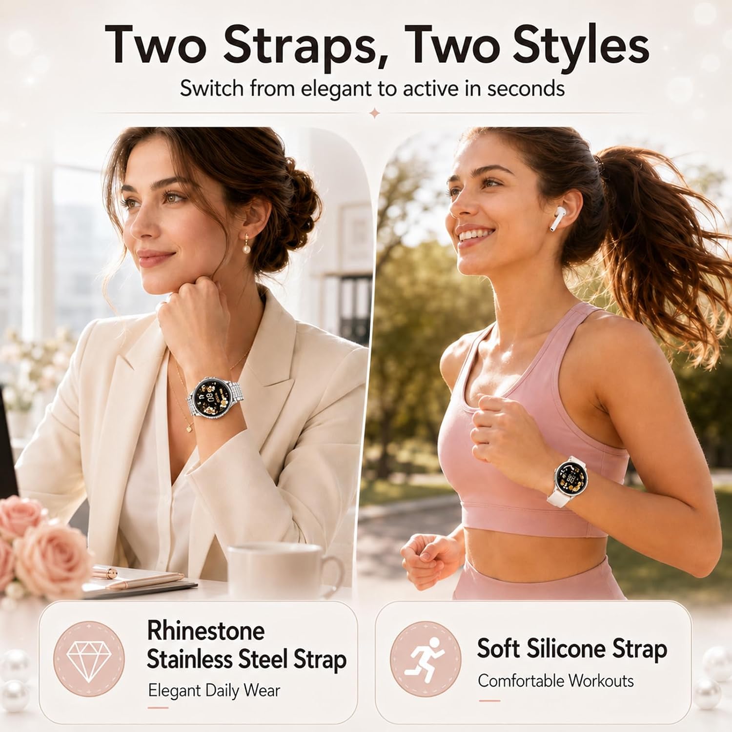Smart Watch for Women, 1.27" HD Round Smartwatch with Make/A... - Image 3