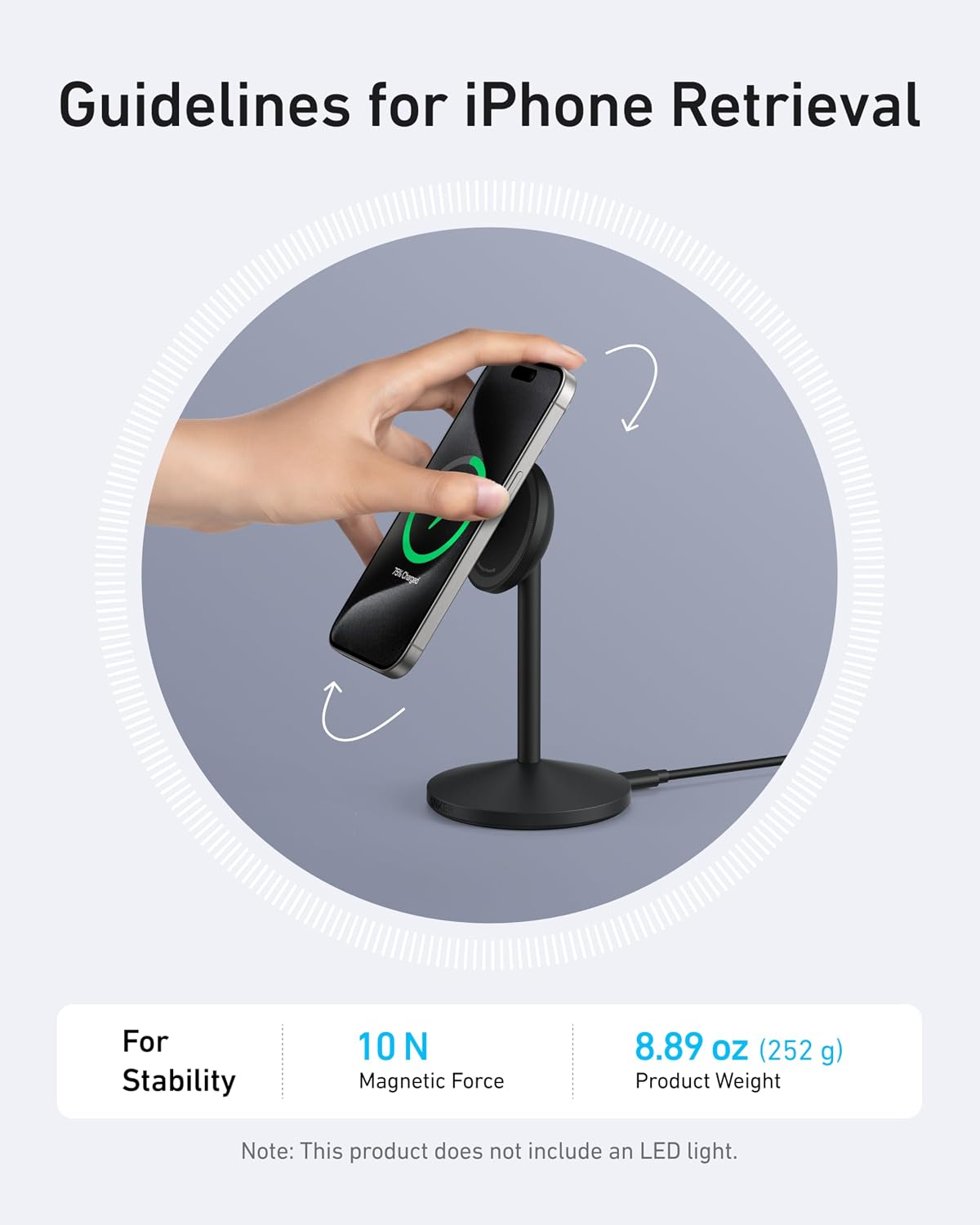 Anker MagGo Qi2 15W Fast Charging MagSafe Charger Stand with... - Image 8