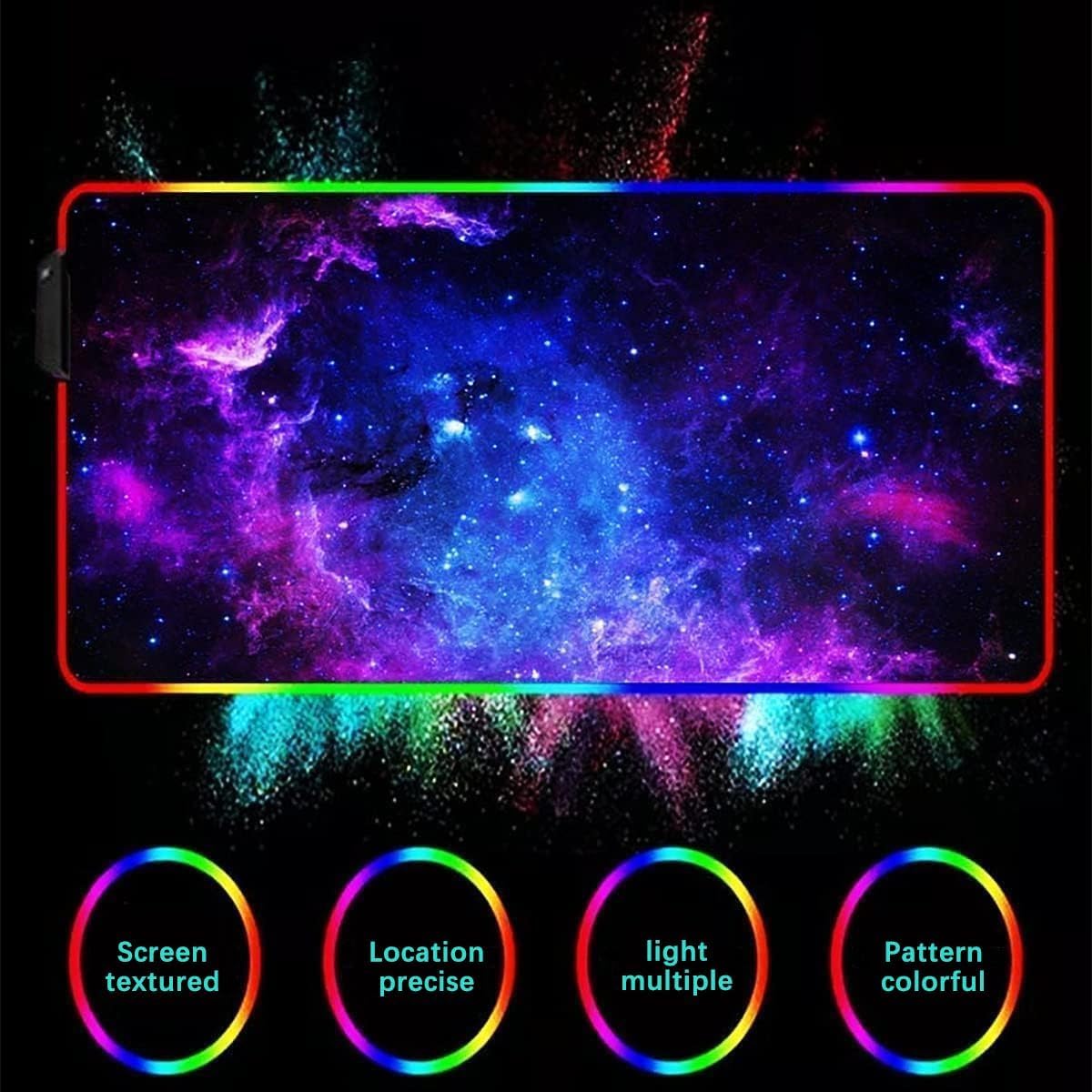 RGB Gaming Mouse Mat, 900x400 mm Large Keyboard Desk Mat - Image 3