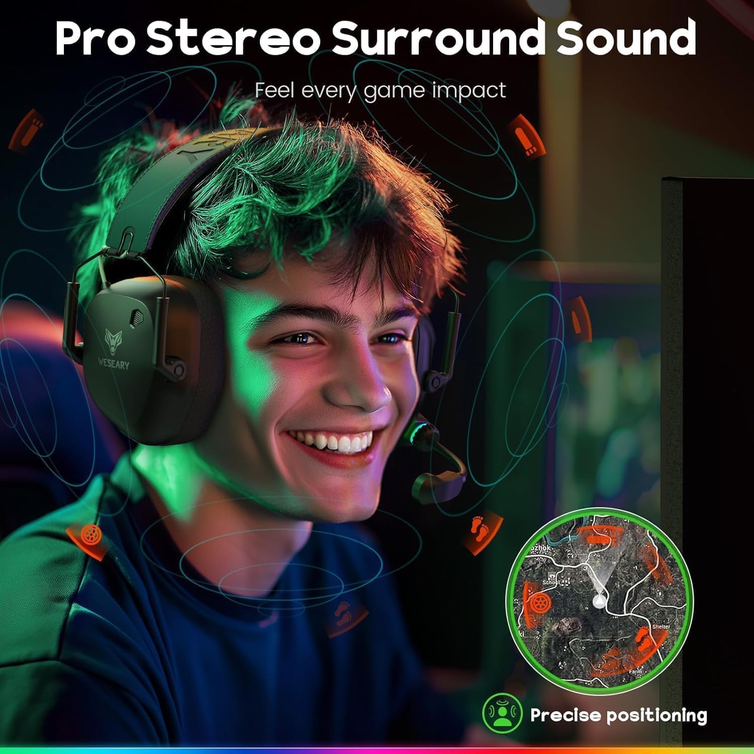 WESEARY WG4 Wireless Gaming Headset with Mic for PS5 PS4 PC ... - Image 4