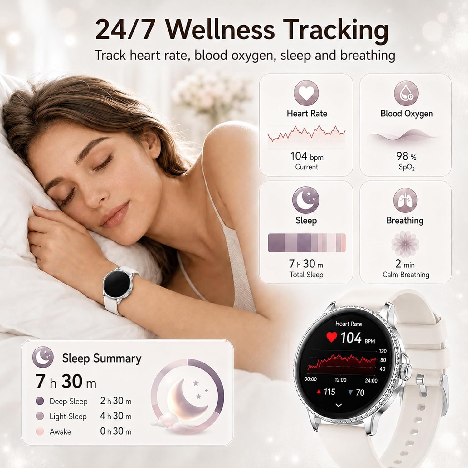 Smart Watch for Women, 1.27" HD Round Smartwatch with Make/A... - Image 5