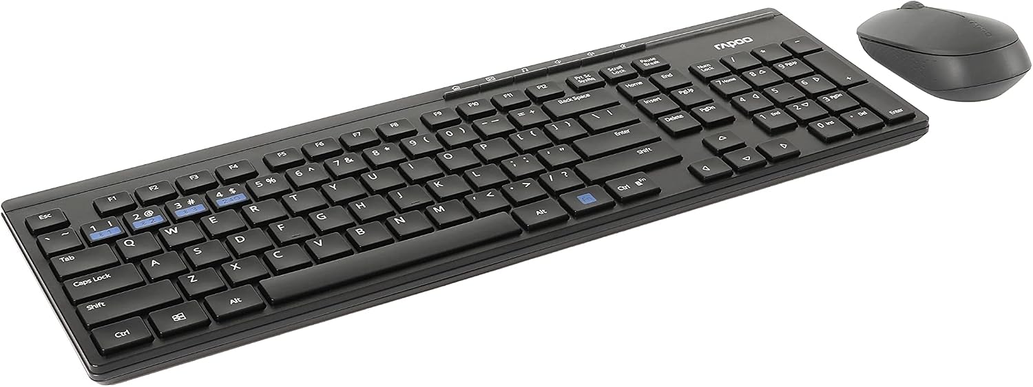 Rapoo 8100M Multi-mode Wireless Desktop Combo Set - Black (Q... - Image 6
