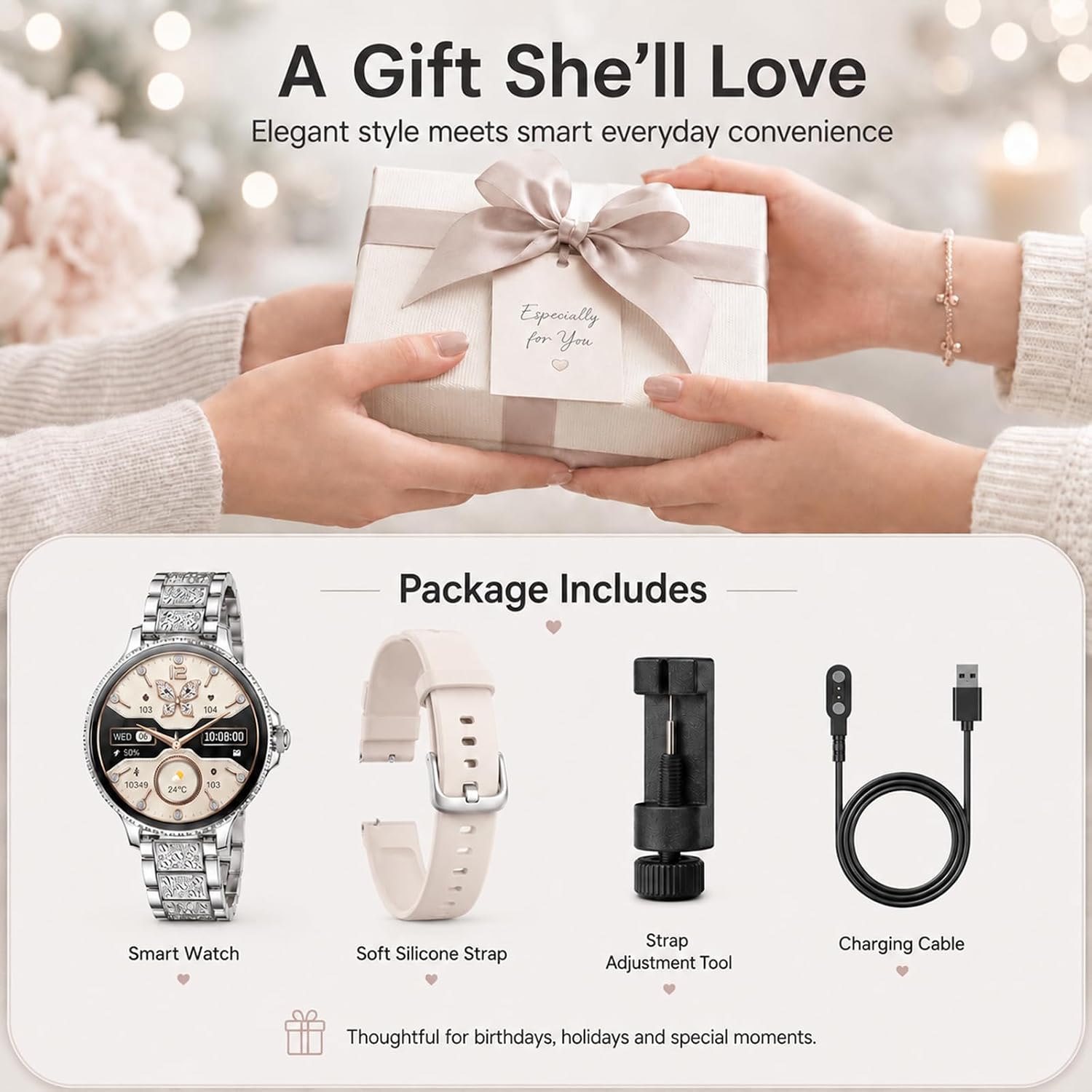 Smart Watch for Women, 1.27" HD Round Smartwatch with Make/A... - Image 8