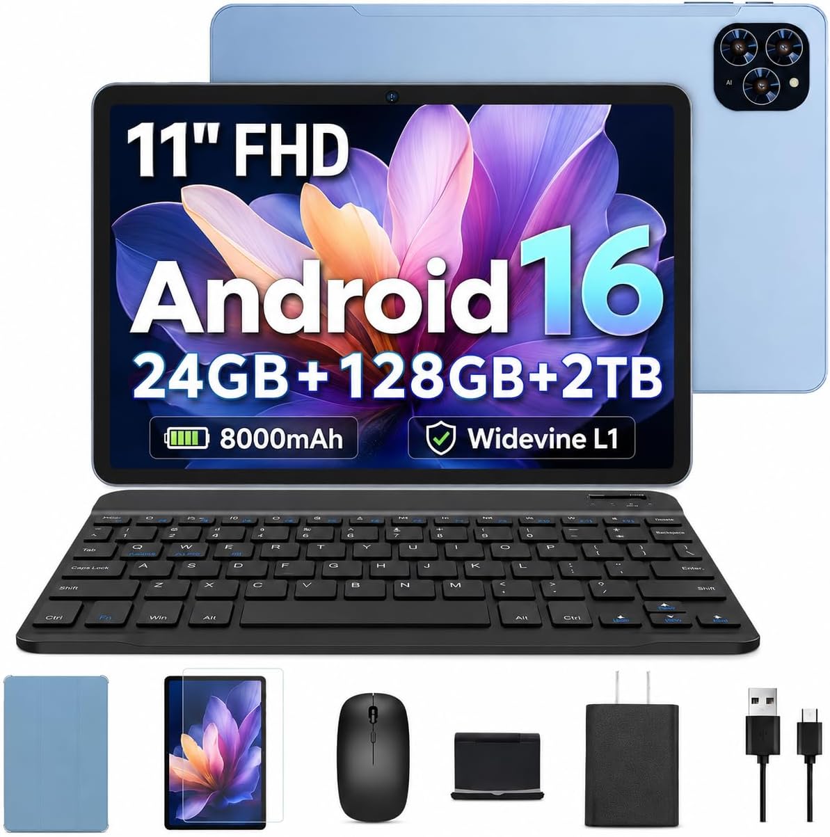Tablet, 11 Inch Android 16 Tablets with Keyboard Gemini AI 3... - Image 2
