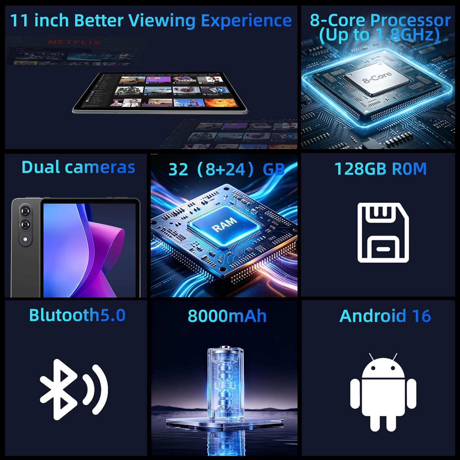 Android Tablets 11 Inch, Tablet Android 16 with Case, 32GB R... - Image 3