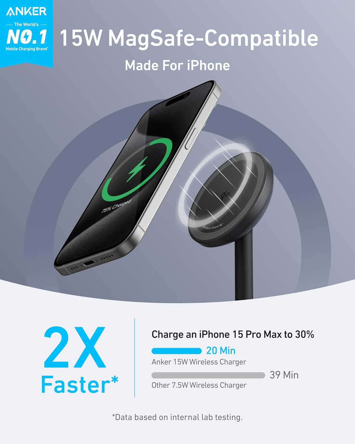 Anker MagGo Qi2 15W Fast Charging MagSafe Charger Stand with... - Image 3