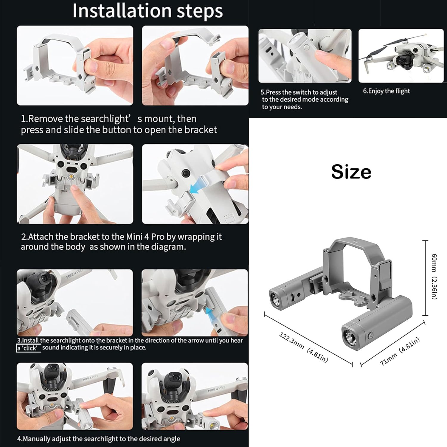 Mini4 Pro Drone Searchlight Night Light for DJI Mini 4 Pro R... - Image 8