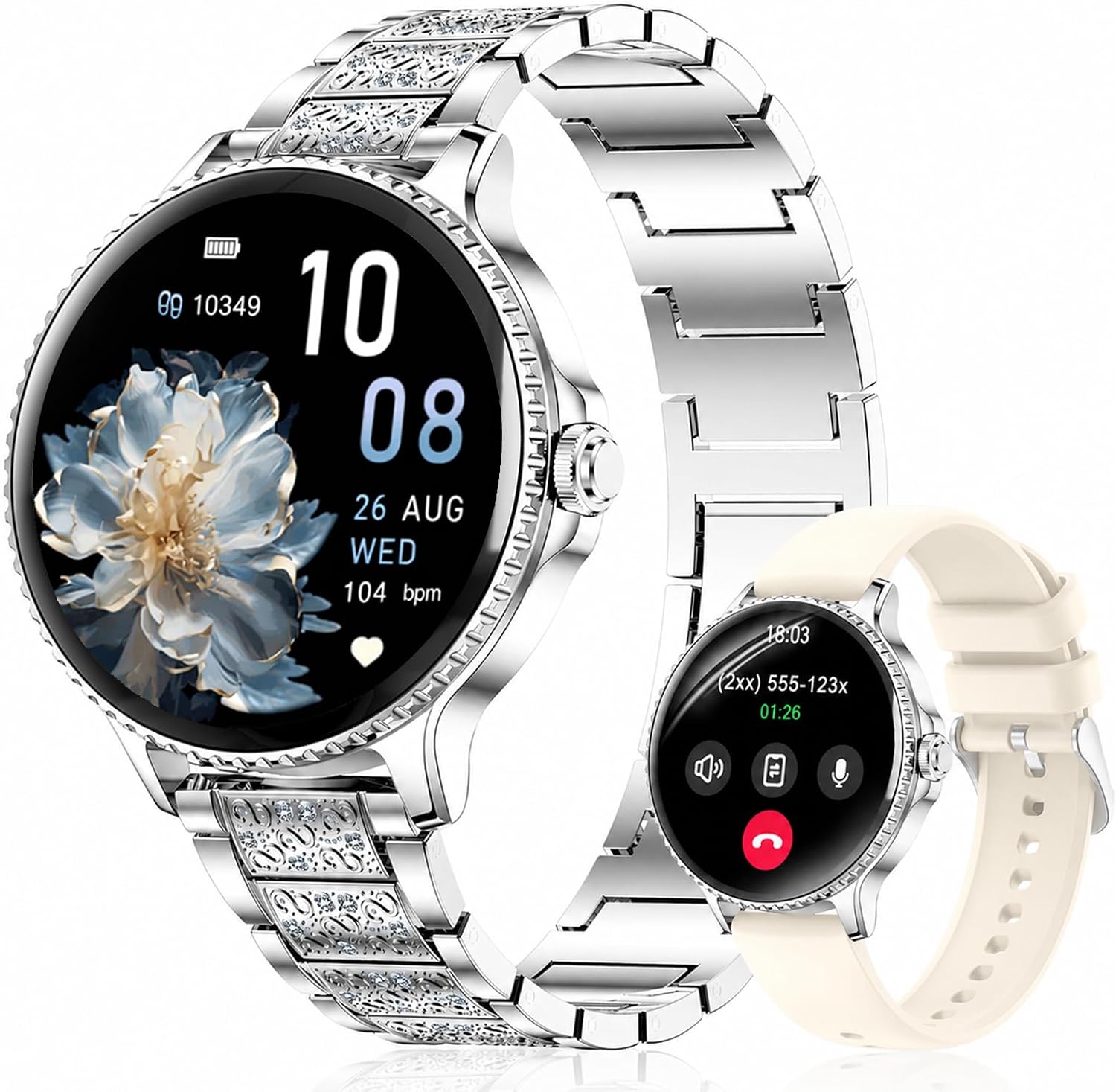 Smart Watch for Women, 1.27" HD Round Smartwatch with Make/A...