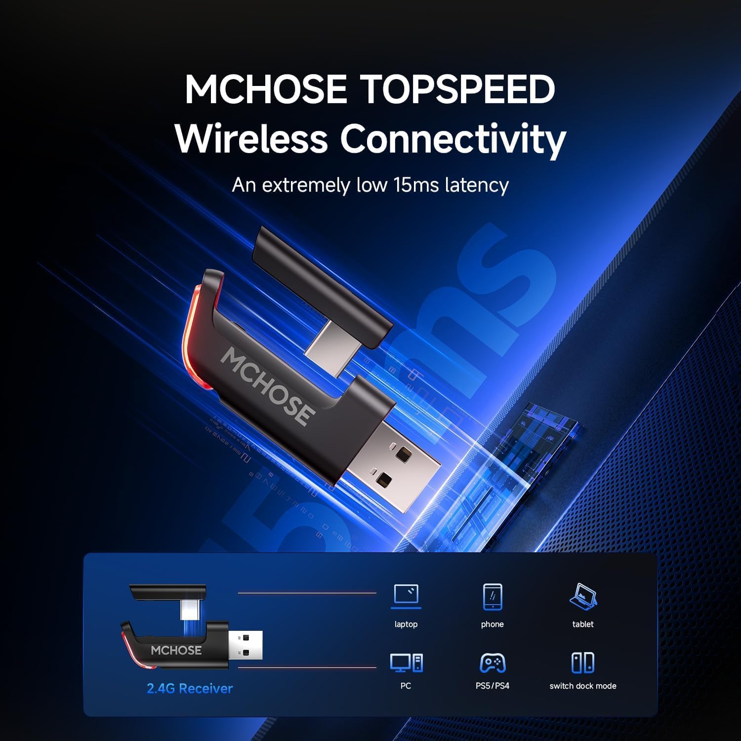 MCHOSE V9 Pro 7.1 Surround Sound FPS Wireless Gaming Headset - Image 5