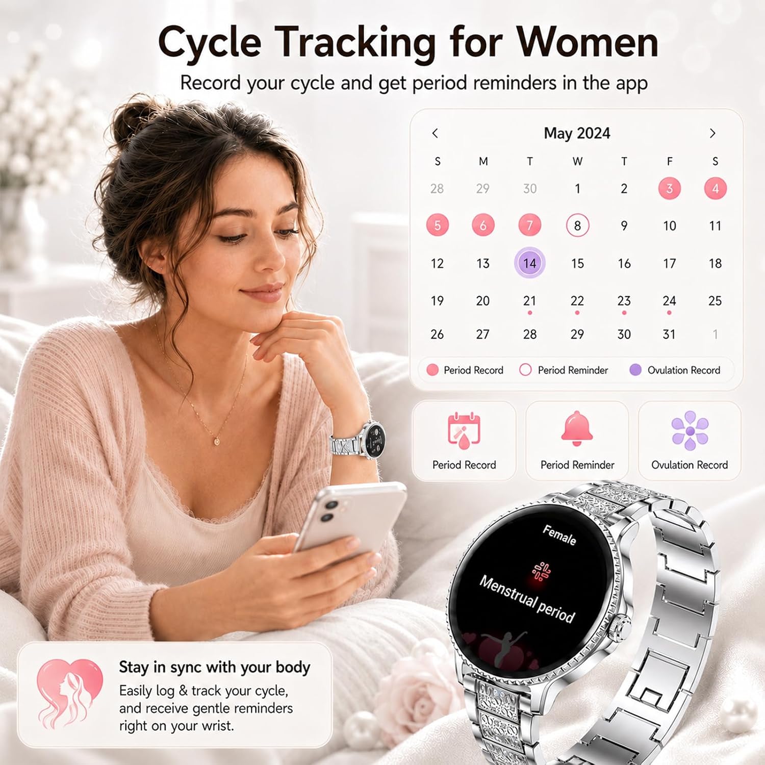 Smart Watch for Women, 1.27" HD Round Smartwatch with Make/A... - Image 6