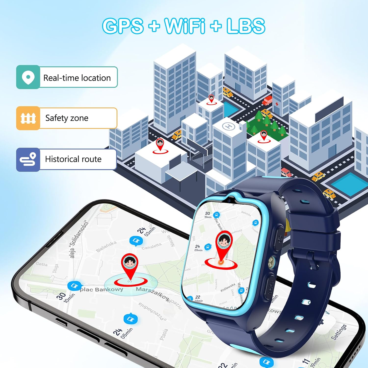 Kids Smart WatchοΌ4G Smartwatch for Boys and Girls,GPS,Voice ... - Image 3
