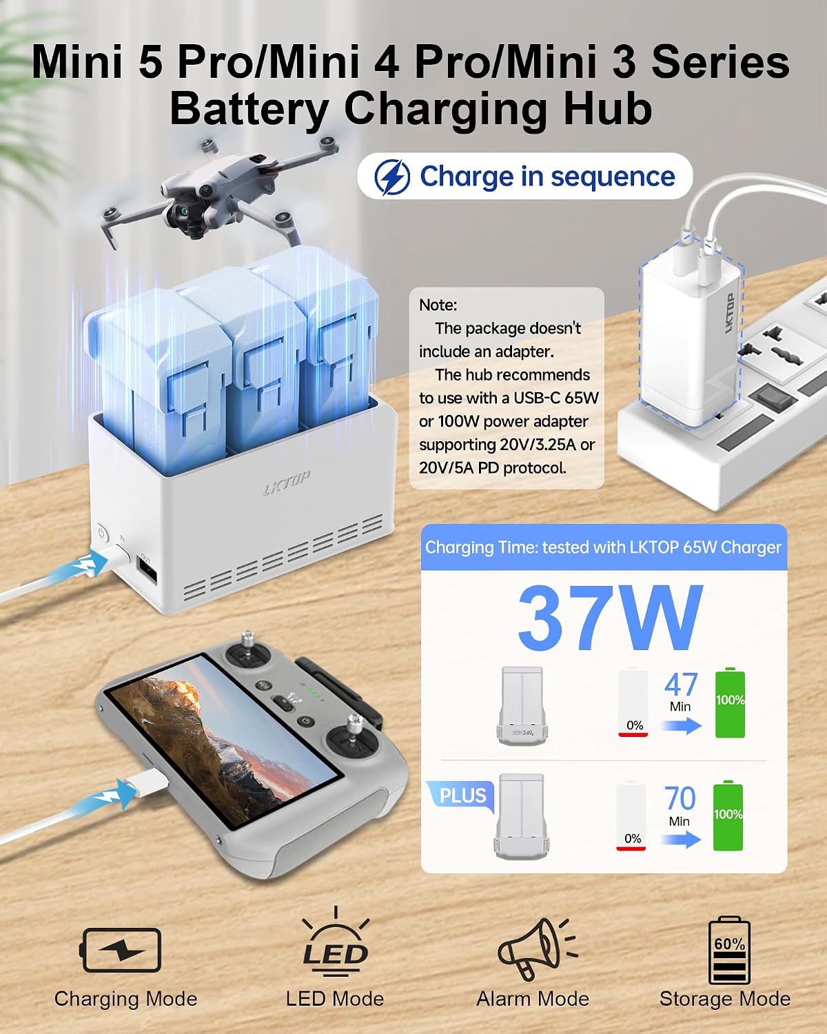 LKTOP Mini 5 Pro/4 Pro/3 Pro/3 Battery Charging Hub 37W Fast... - Image 2