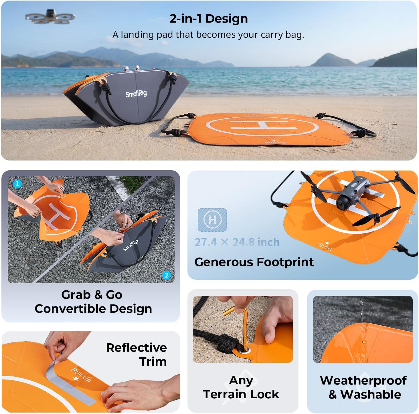 SMALLRIG 75cm Foldable Drone Landing Pad, 2-in-1 Fast-fold C... - Image 2