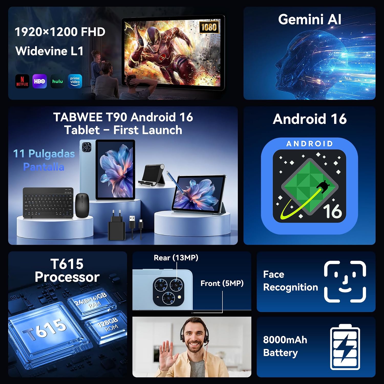 Tablet, 11 Inch Android 16 Tablets with Keyboard Gemini AI 3... - Image 4